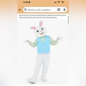 Adult Bunny Costume with Blue Vest Easter brand new